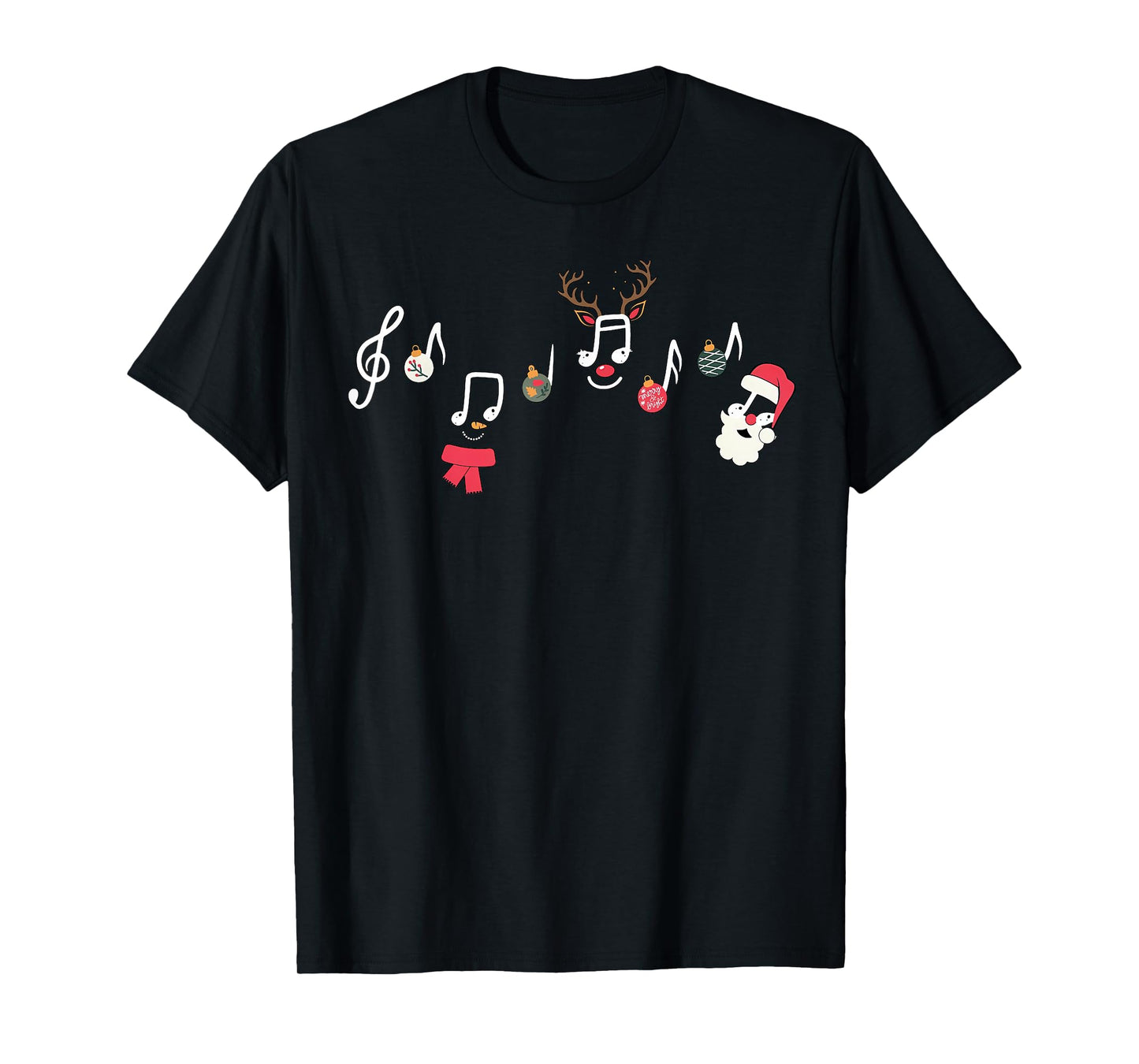 Christmas Santa Snowman Reindeer Music Notes Teacher Holiday T-Shirt