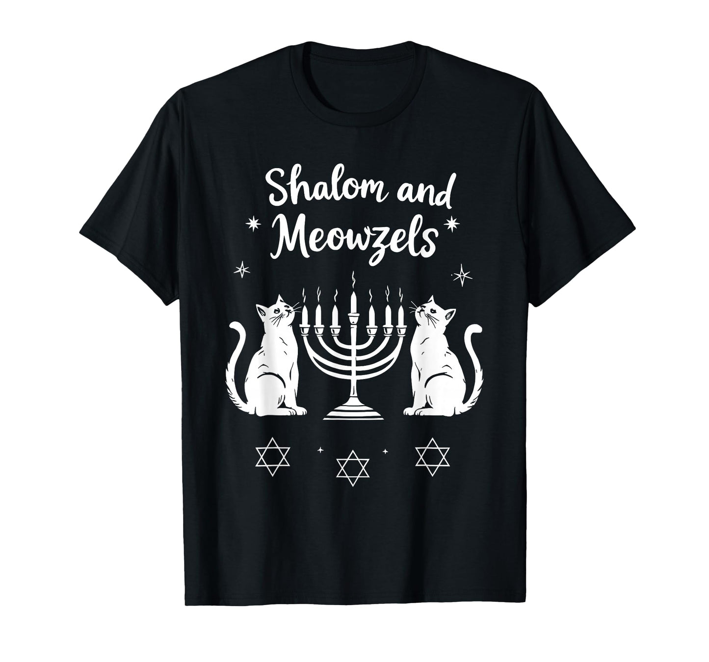 Shalom and Meowzels Funny Jewish Cat Hanukkah T-Shirt
