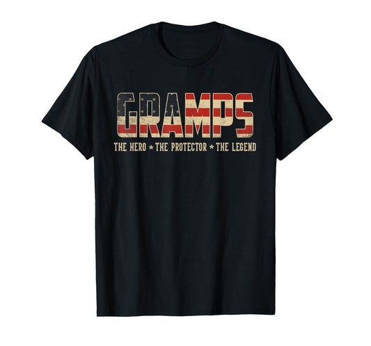 Gramps Protector Hero Legend USA Flag Gramps Father's Day T-Shirt