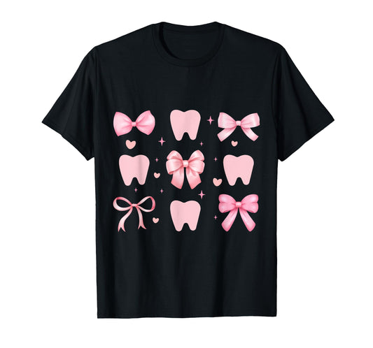 Cute Tooth Dental Assistant Coquette Bow Hygiene Oral RDH T-Shirt