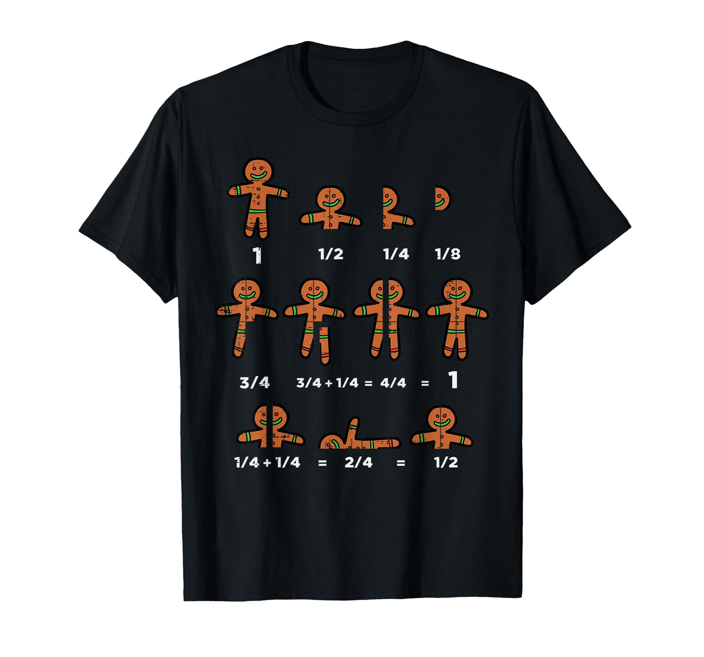 Christmas Gingerbread Fraction Cute Xmas Cookie Math Teacher T-Shirt