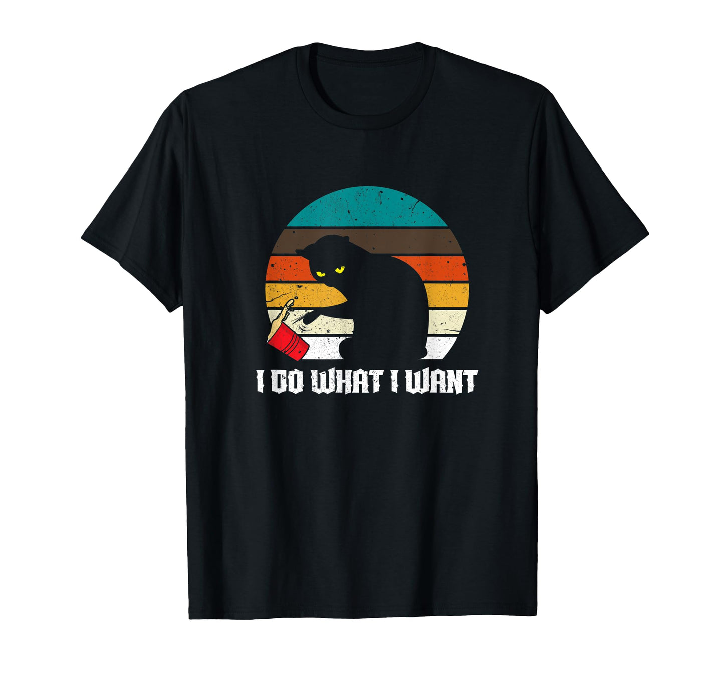 I Do What I Want Black Owner Cat Vintage Pet design design T-Shirt for Men Women