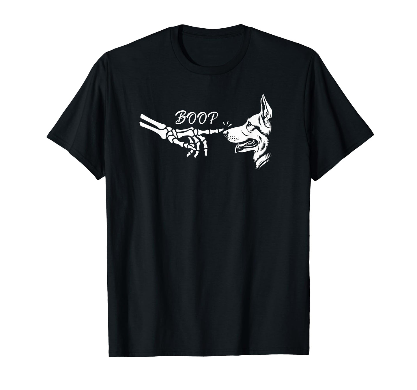 German Shepherd Skeleton Hand Boop Halloween Pet Women Girls T-Shirt