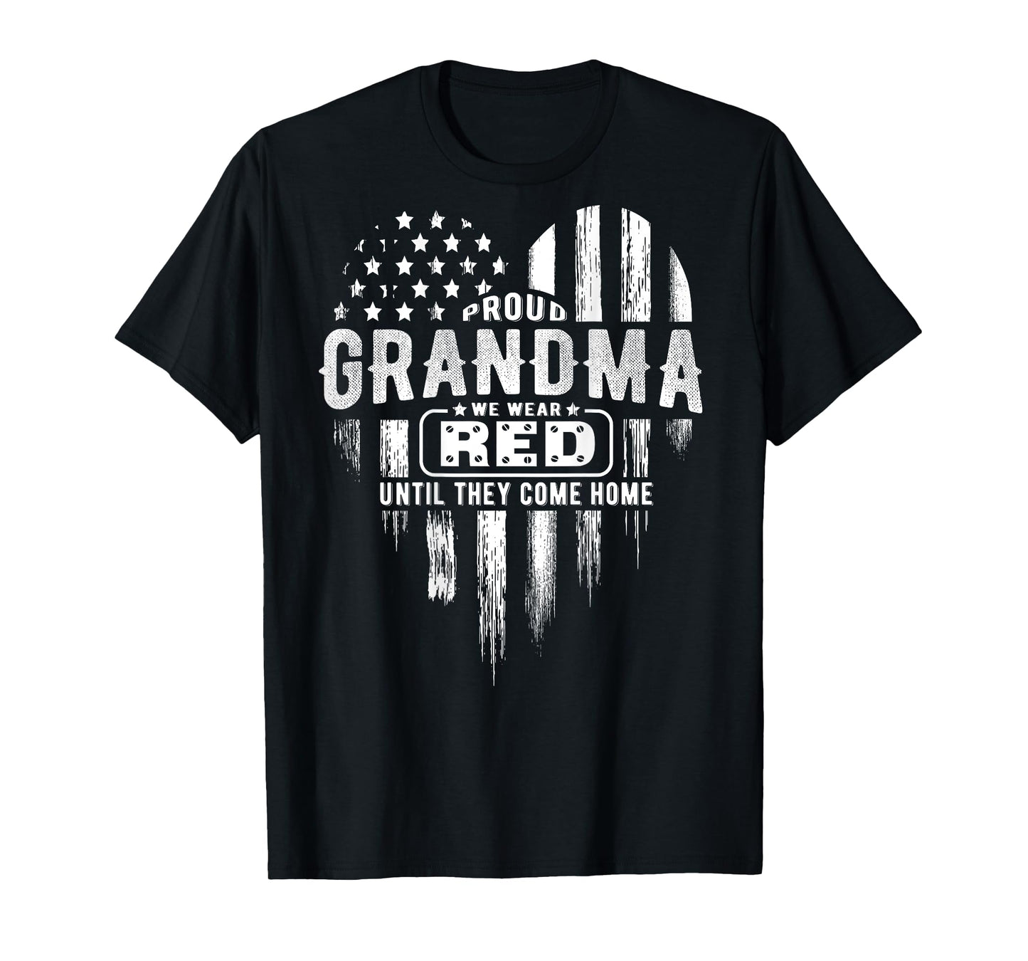 Proud Grandma Red Friday American Flag Heart (on back) Women Men T-Shirt