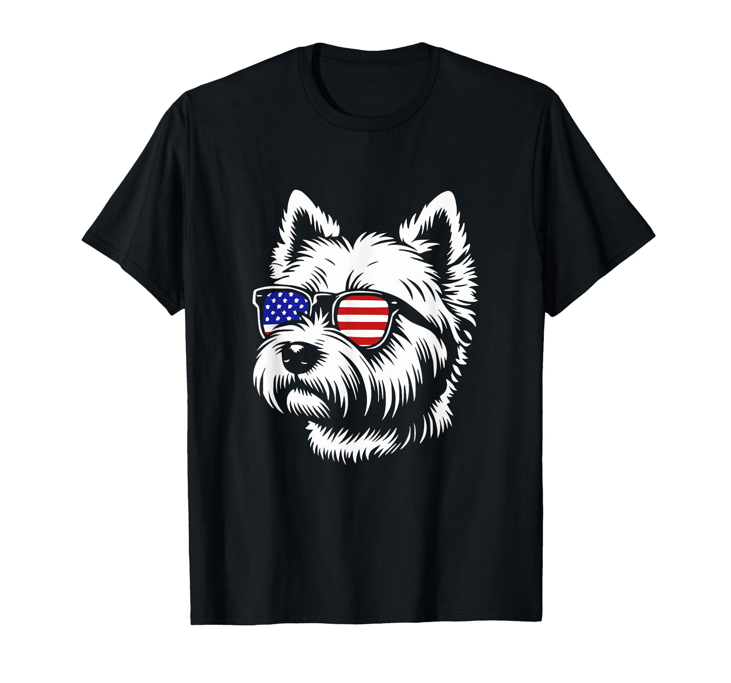 American Flag West Highland White Terrier Dog Westie Design Women Girls Kids Men T-Shirt