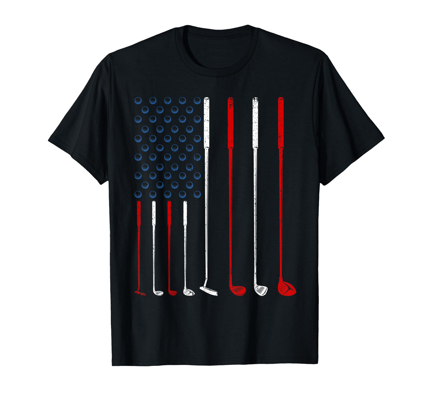 Golf Clubs American Flag T-Shirt