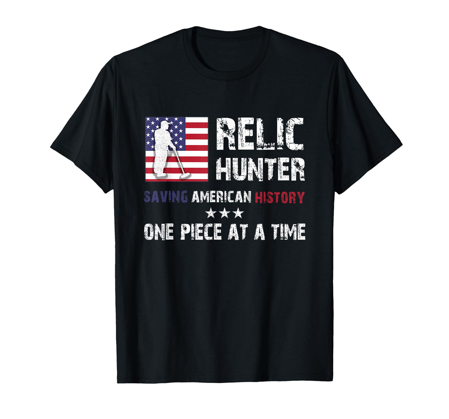 Relic Hunter Metal Detector Treasure Hunting US Flag Gift T-Shirt