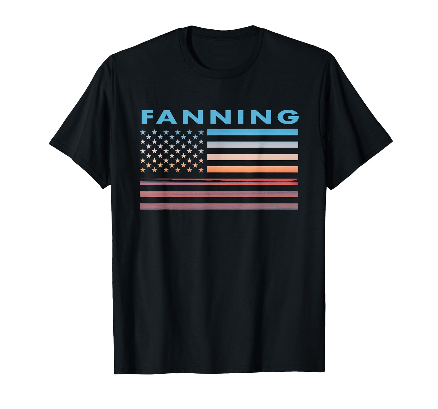 Vintage Sunset American Flag Fanning, Kansas T-Shirt