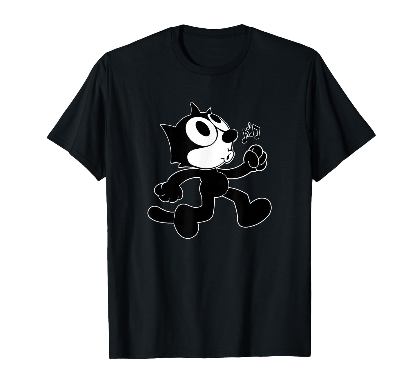 Felix Cartoon Whistling and Walking Music Notes Felix Tee T-Shirt