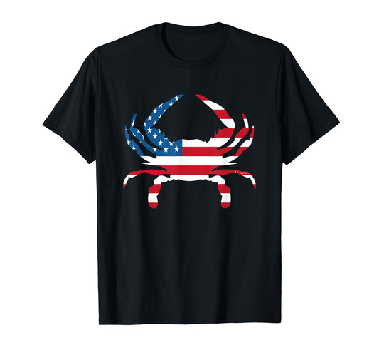 Crab Vintage American Flag T-Shirt