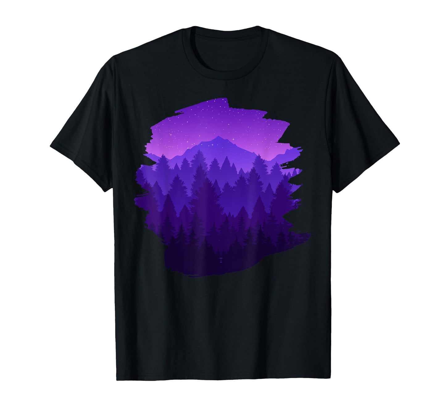 Mountain, Nature Trees and Forest by Night T-Shirt