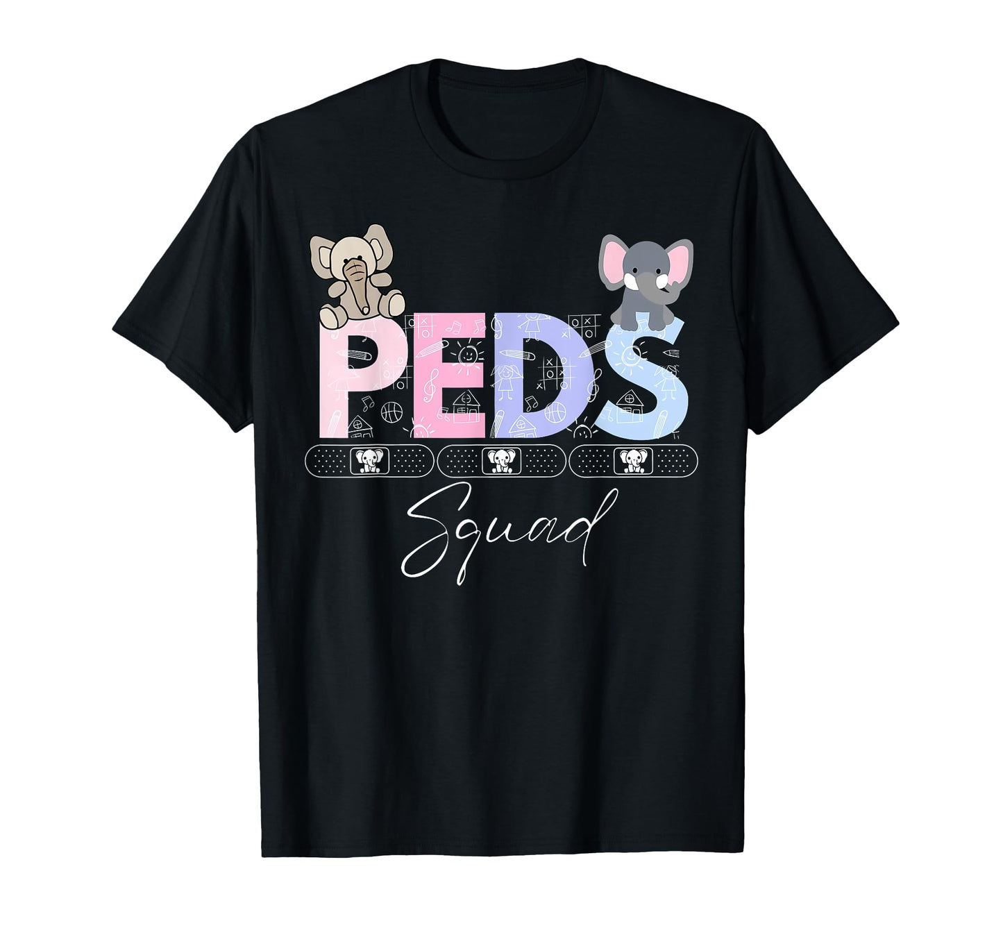 Cute Peds Squad Nurse Elephant Pediatric Graduation T-Shirt