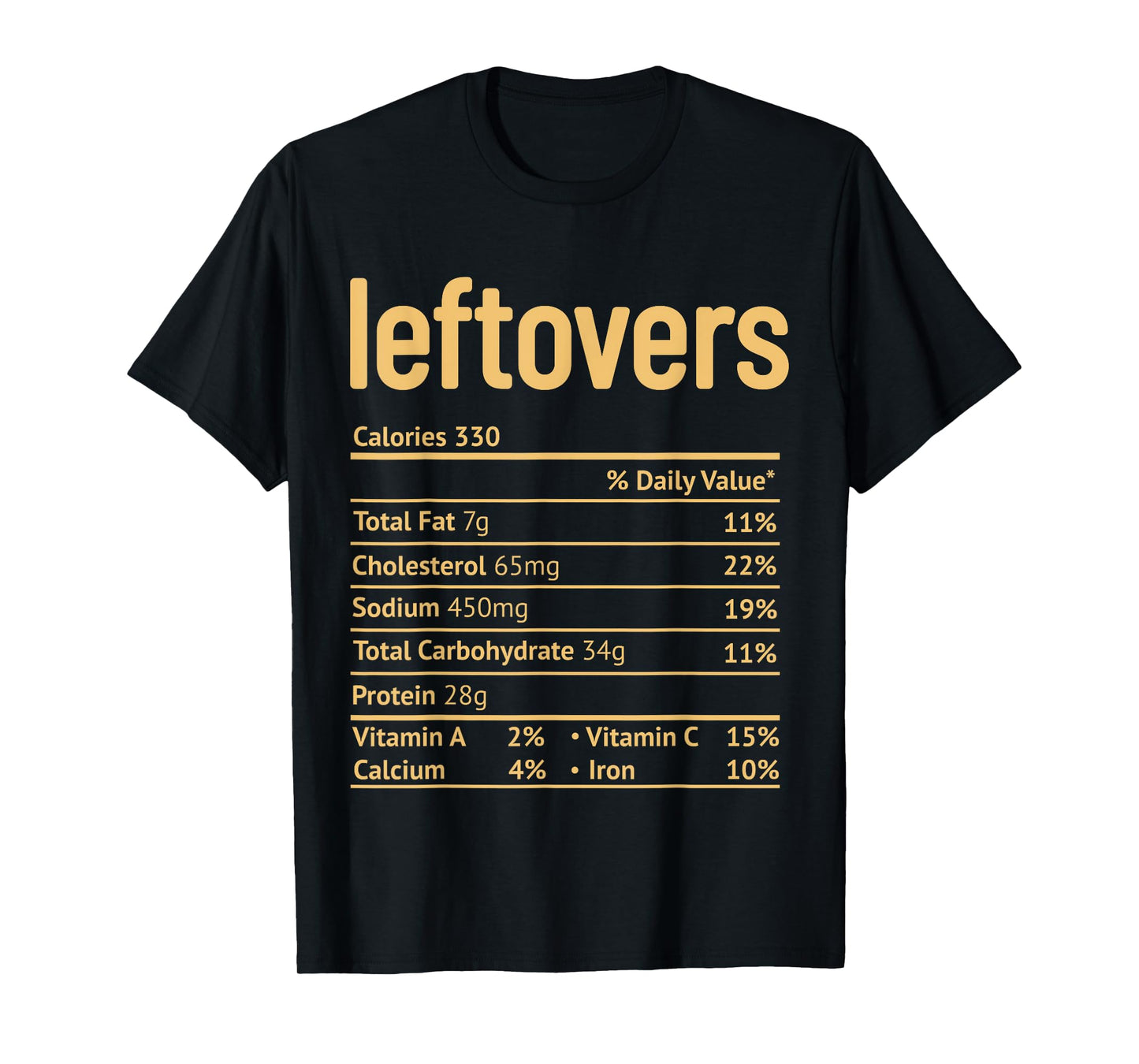 Leftovers Nutrition Facts Funny Thanksgiving Christmas food T-Shirt