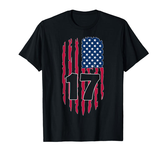 USA NUMBER 17 YEARS OLD BOY 17TH BIRTHDAY T-Shirt