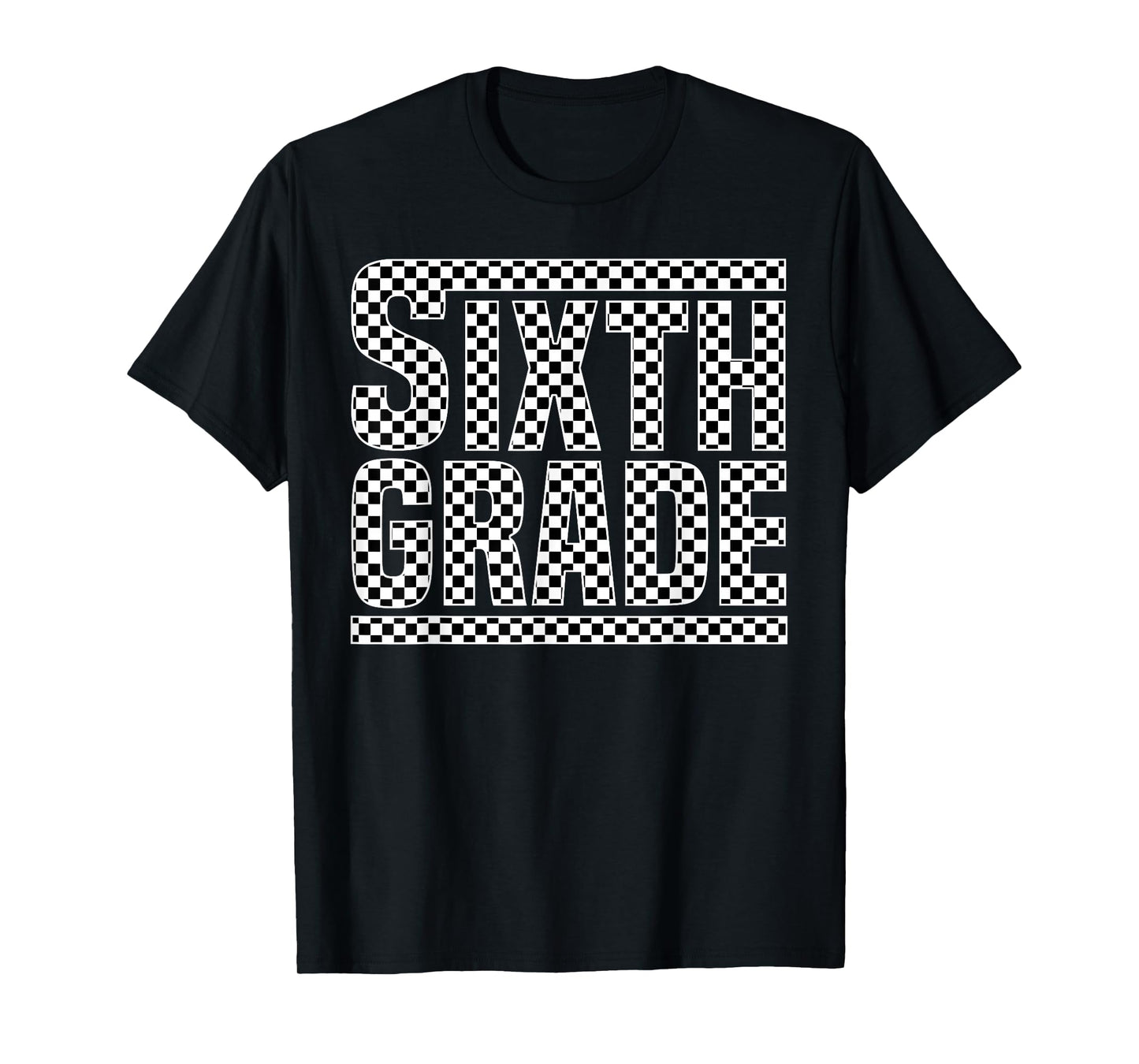 Checkered Sixth Grade Back to School Boys Girls Kid Teacher T-Shirt
