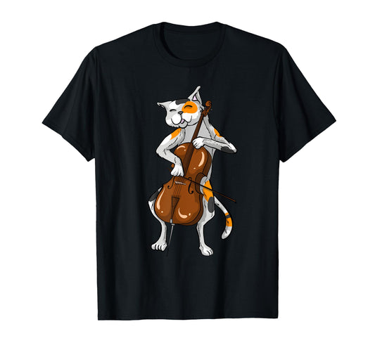 Cool Cat Playing Cello | Funny Kitten Instrument Player Gift T-Shirt