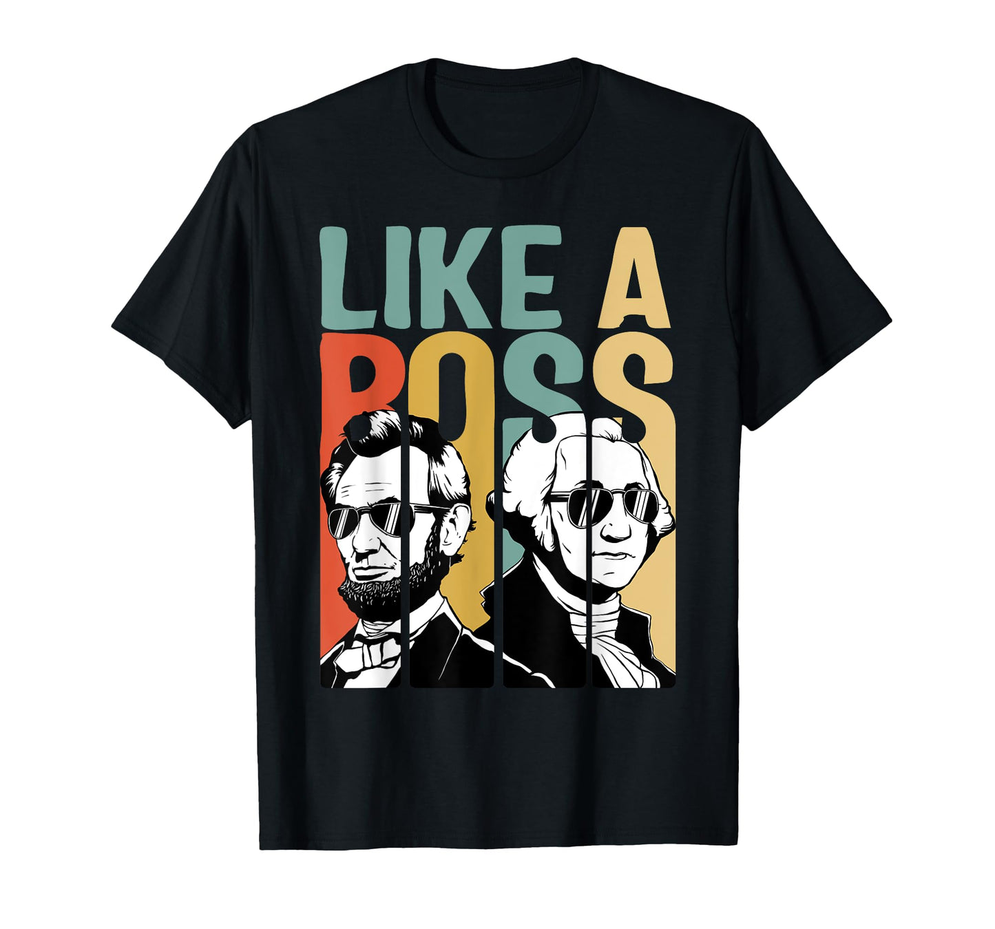 American History Tees Co. Presidents Day Washington Lincoln Abe George T-Shirt - Black, Unisex, Short Sleeve, Classic Fit, Small