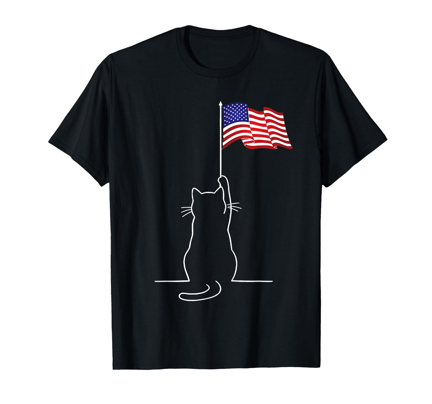 American Flag Patriotic Cat Lover Men Boys Kids 4th Of July T-Shirt