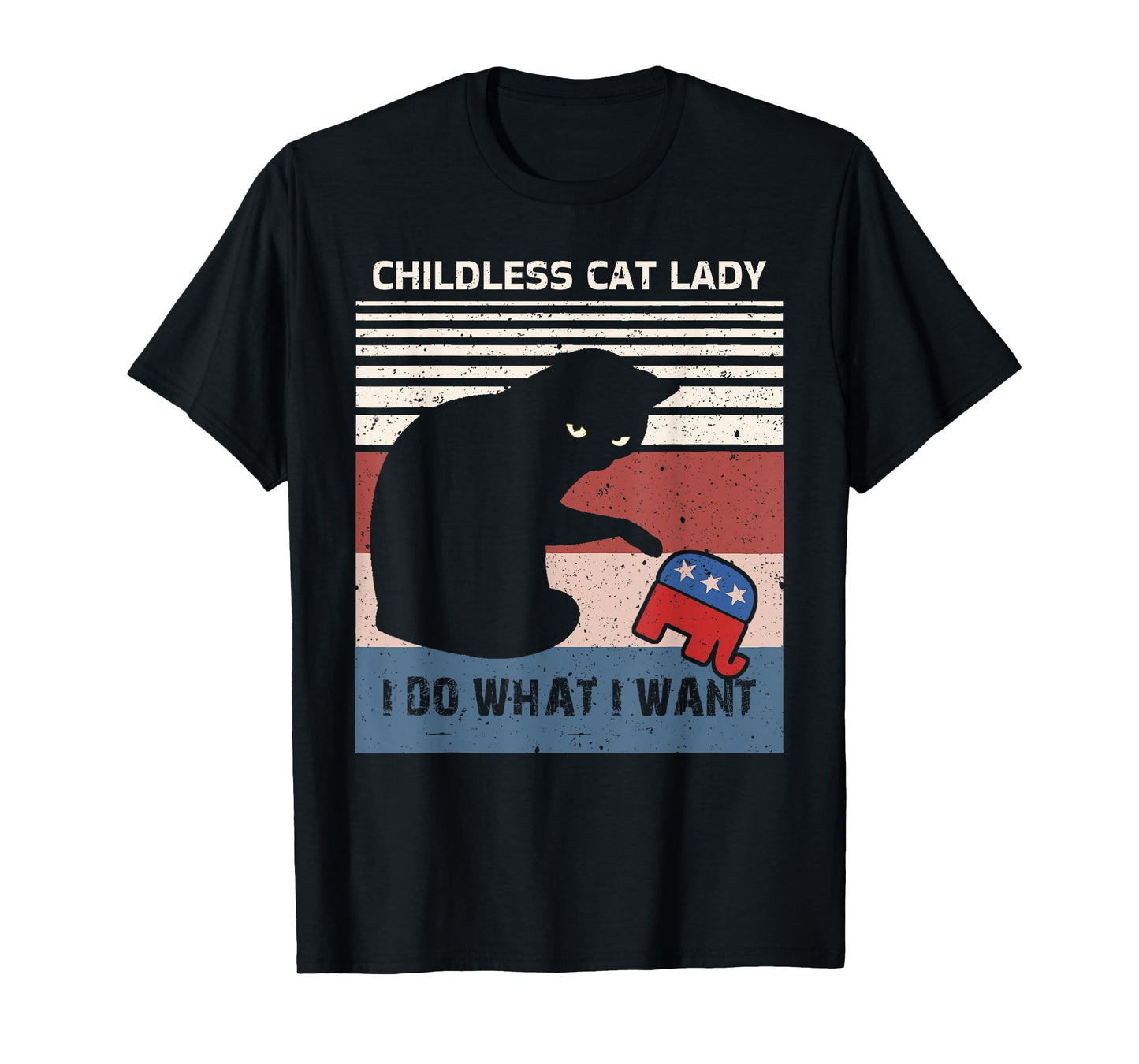 Childless Cat Lady For Kamala Harris Funny Cat ladies Retro T-Shirt