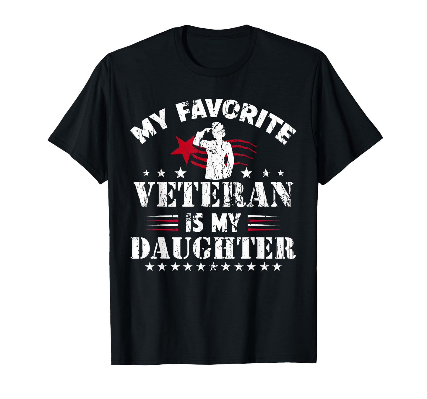 My Favorite Veteran Is My Daughter Usa Flag Vintage Women Men T-Shirt