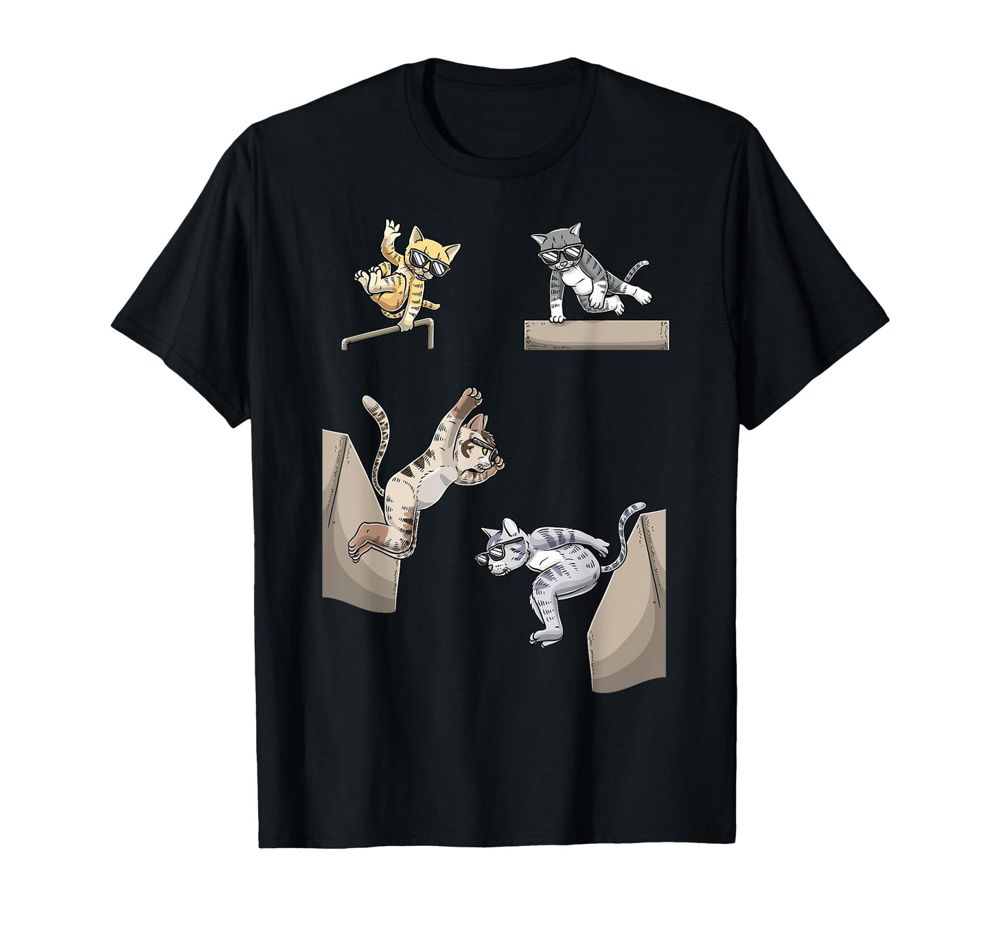Funny Cat Parkour Humor Animal Lover Pet Owner T-Shirt