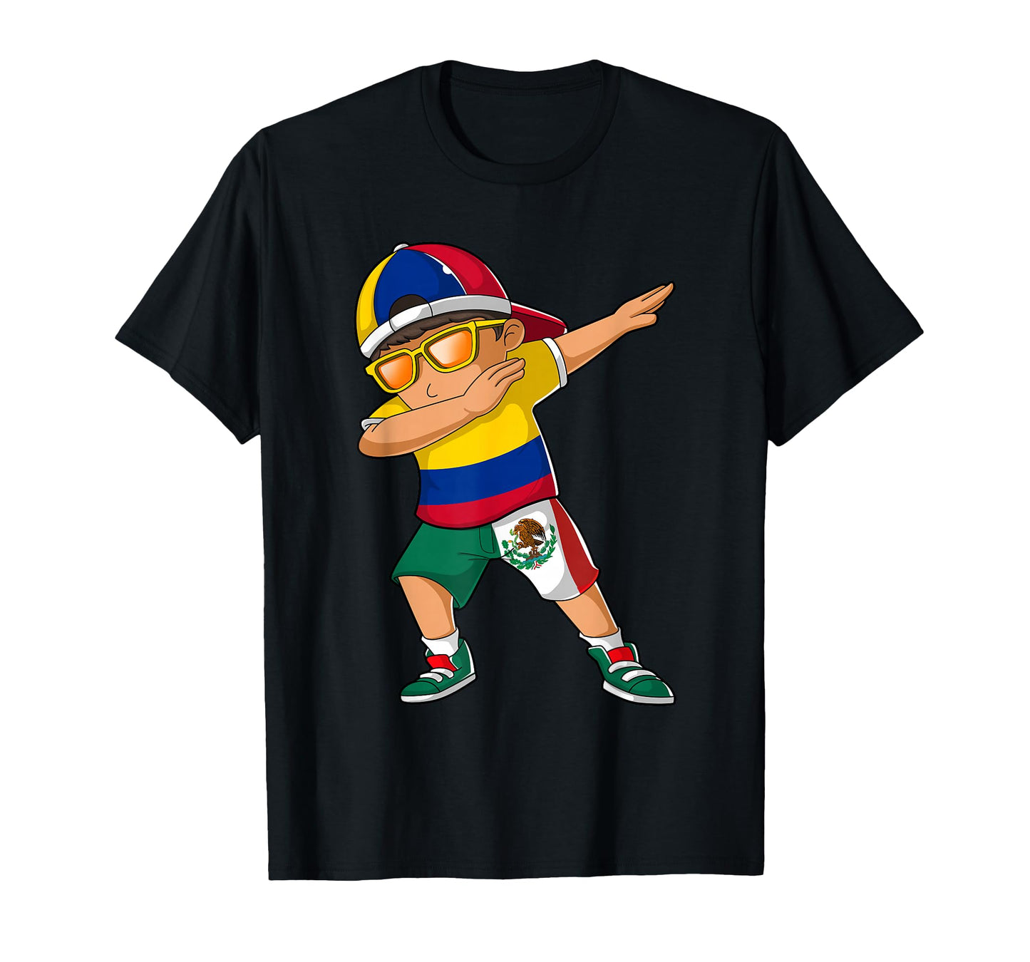 Half Colombian Half Mexican Boy Colombia Mexico Flag T-Shirt