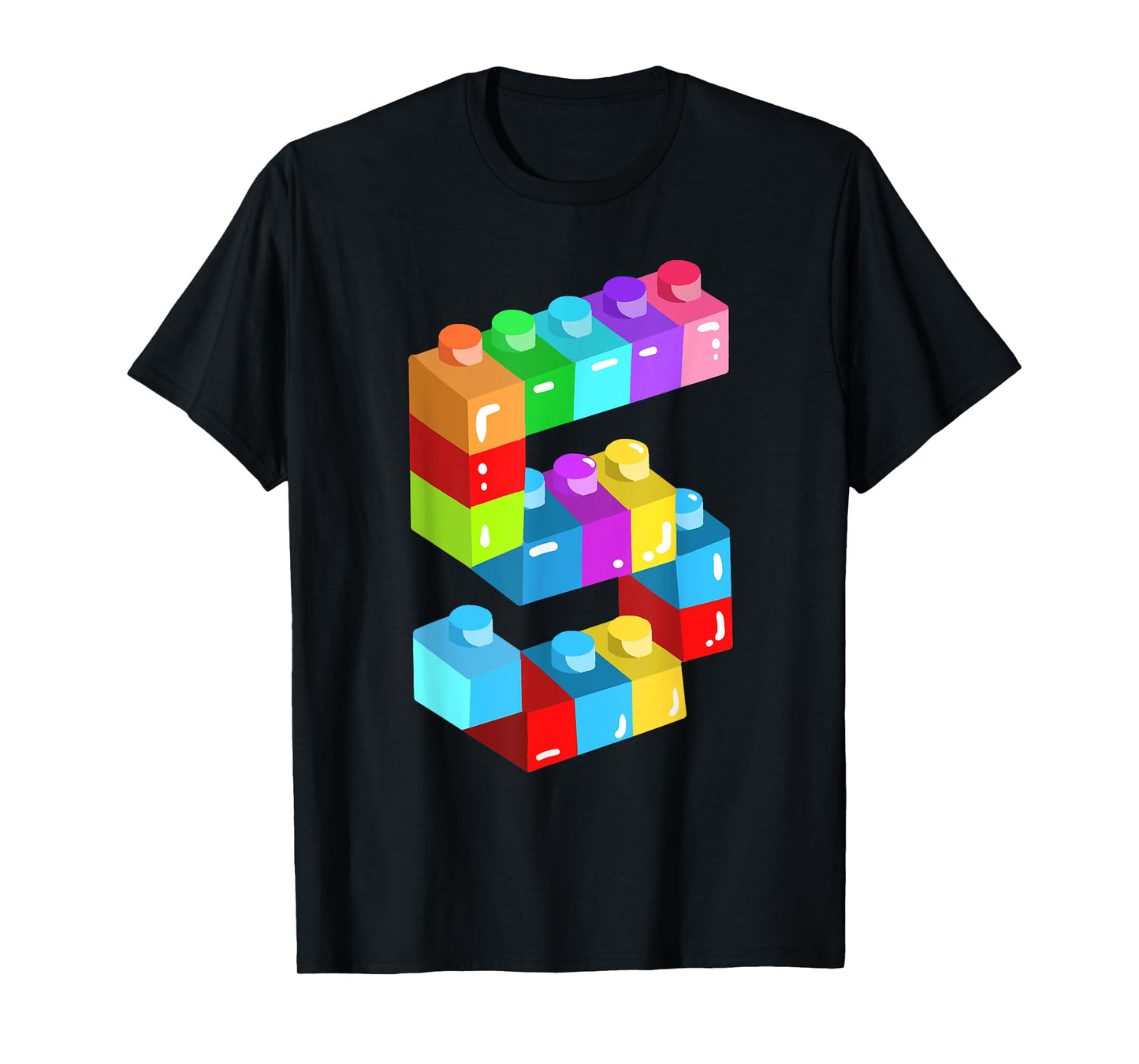 Kids Building Blocks Bricks 5 Years Old 5th Birthday Boys T-Shirt