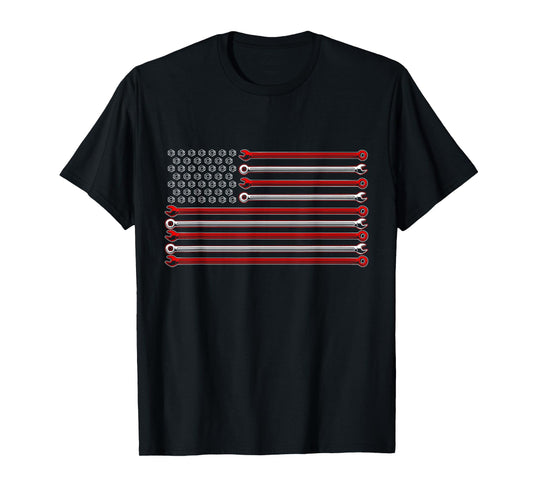 American Flag Wrenches Patriotic Car Lover Mechanic Carguy T-Shirt