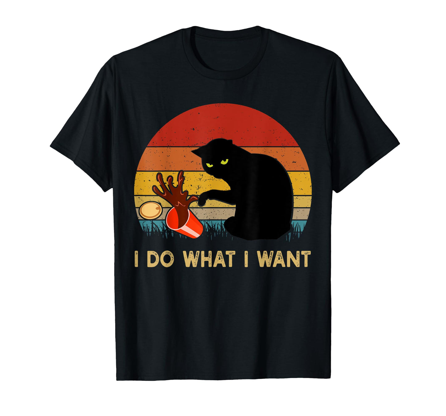 I Do What I Want Funny Black Cat Gifts For Women Men Vintage T-Shirt