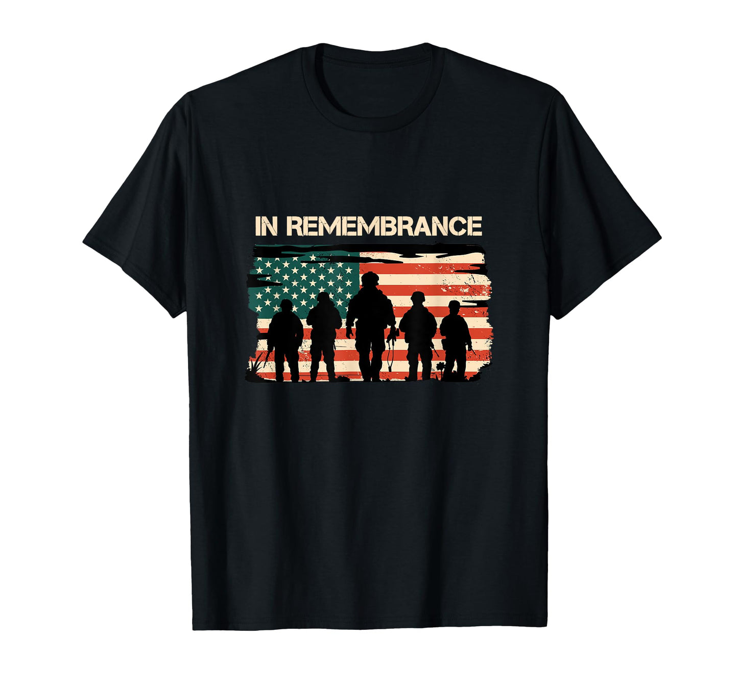 In Remembrance American Flag USA Veterans Day T-Shirt for Women Men