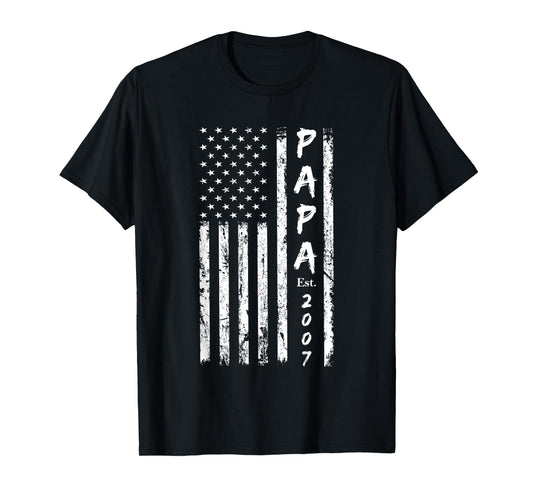 Papa est 2007 Matching Nana Best Mama US American Flag Dad T-Shirt