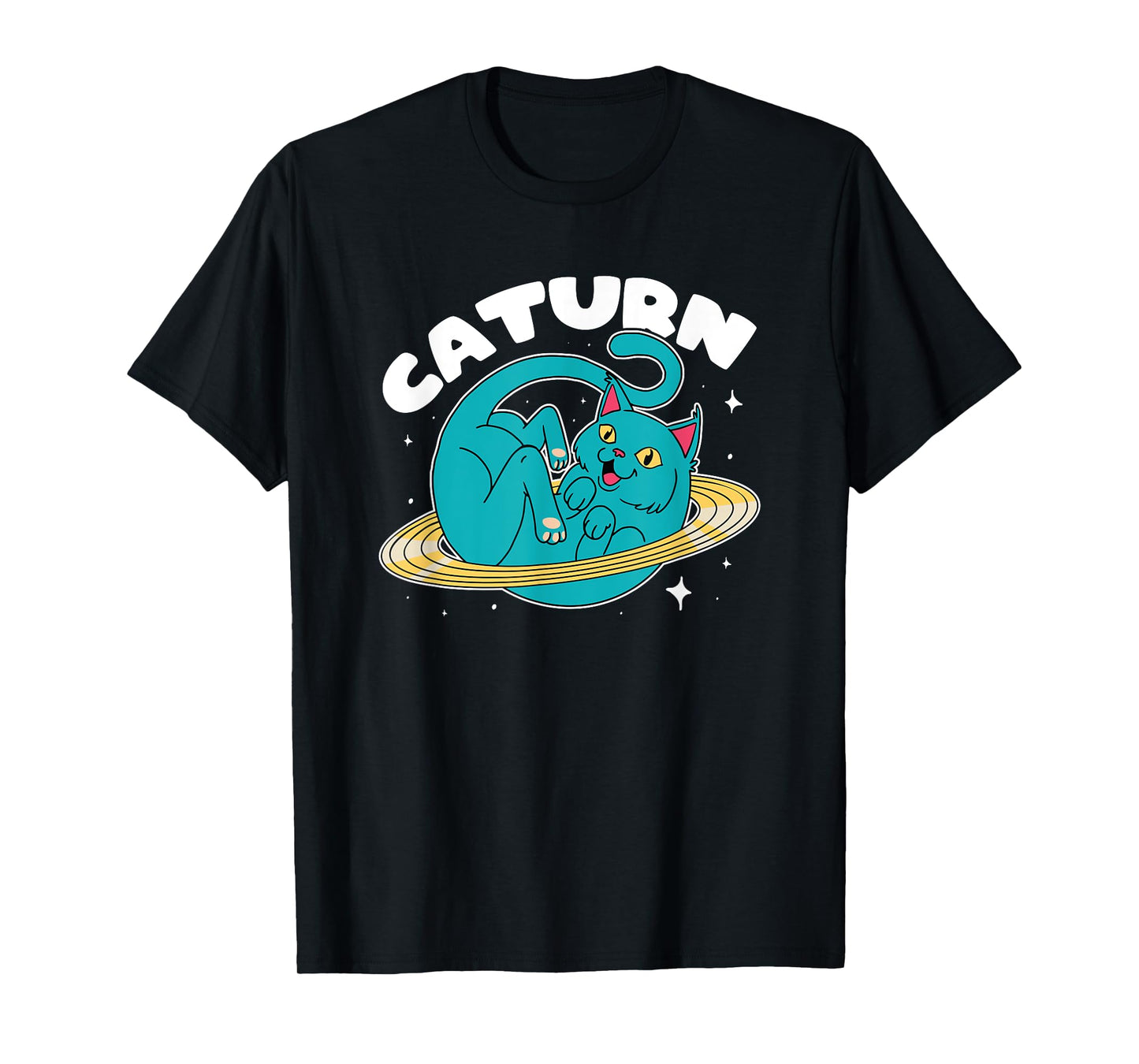 Astronaut Cat Planet Saturn Caturn Astronomy Lover Cat Puns Men Women Girls Kids T-Shirt