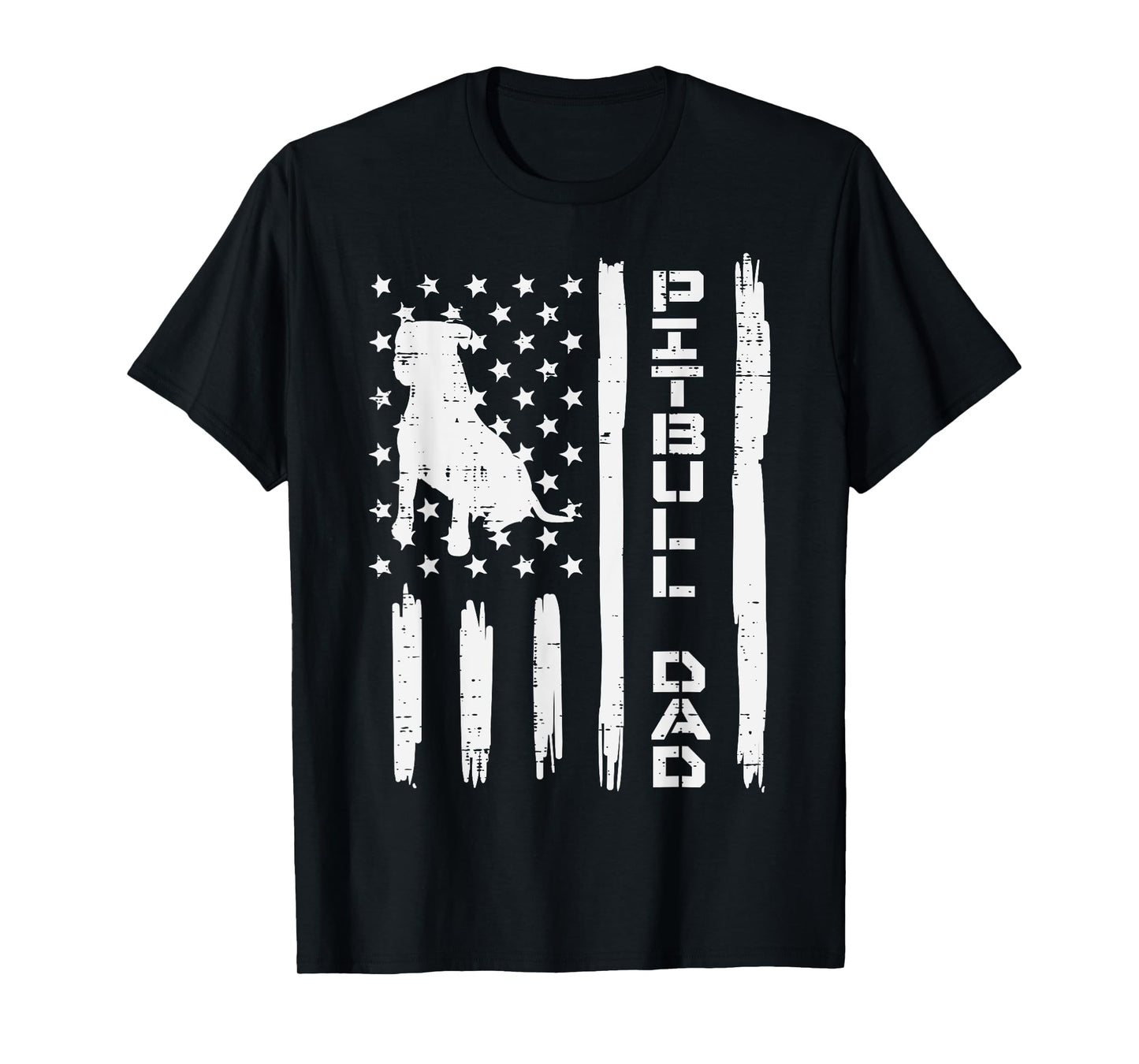 Pitbull Dad Flag Vintage Patriotic Dog Lover Owner Men Gift T-Shirt