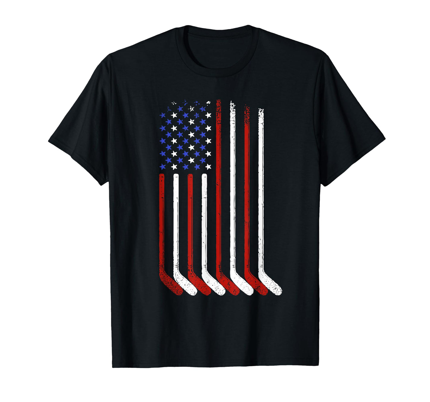 Vintage Ice Hockey American Flag For Men Boys Girls Women T-Shirt