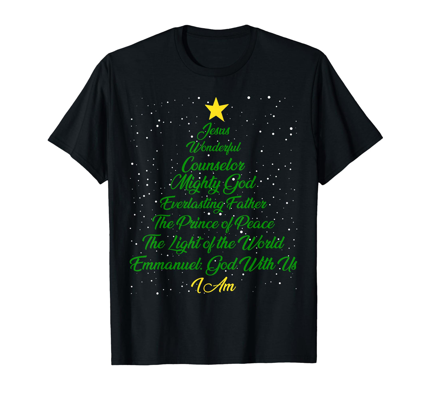 Christian Christmas Jesus Bible Names Xmas Tree Shaped T-Shirt