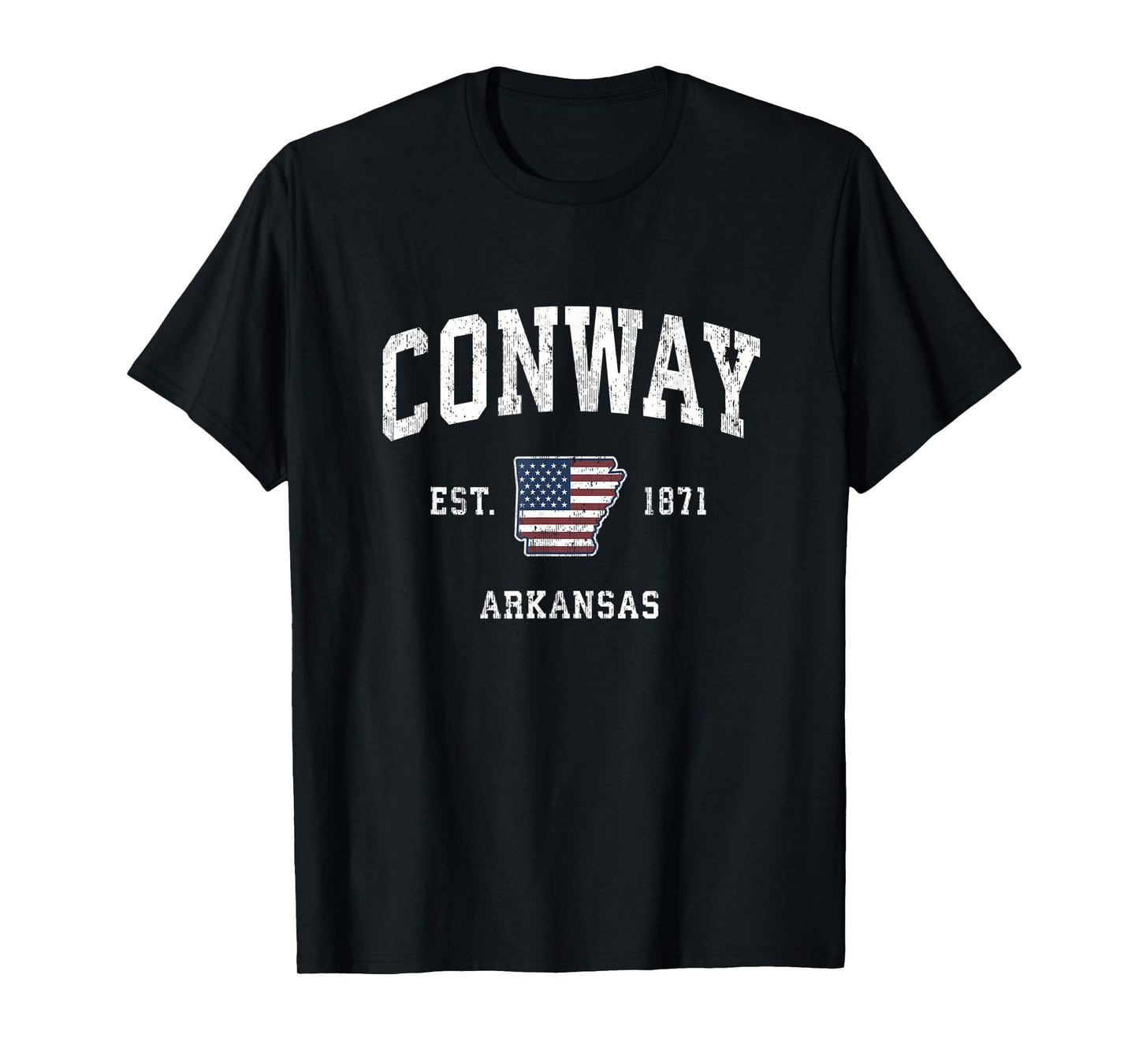 Conway Arkansas AR Vintage American Flag Sports Design Women Kids Men T-Shirt