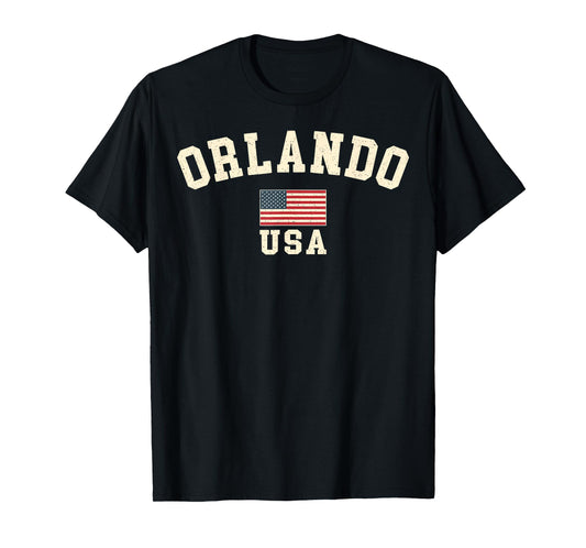 Vintage Orlando USA American Flag Florida Souvenir Retro T-Shirt