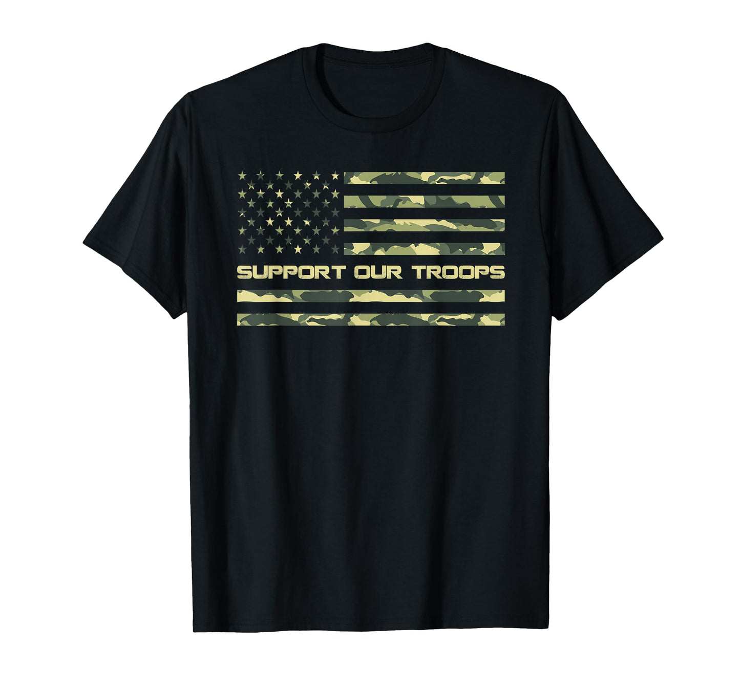 Support Our Troops Military Camo Flag T-Shirt