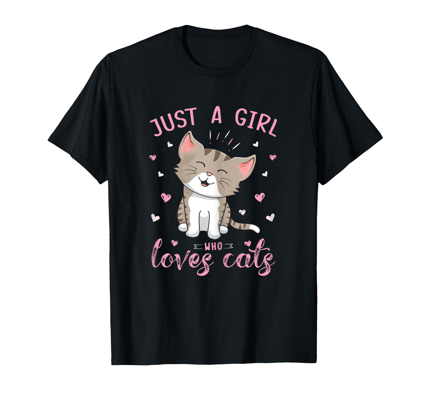 Just A Girl Who Loves Cats Design Cute Cat Lover Girls Kids T-Shirt