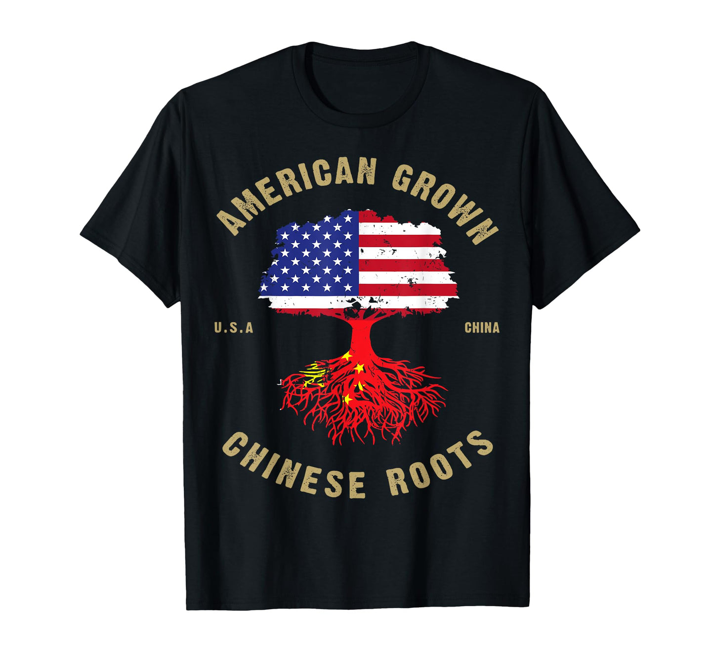 Chinese American Flag Half USA China Root sProud Asian T-Shirt for Women Kids Men