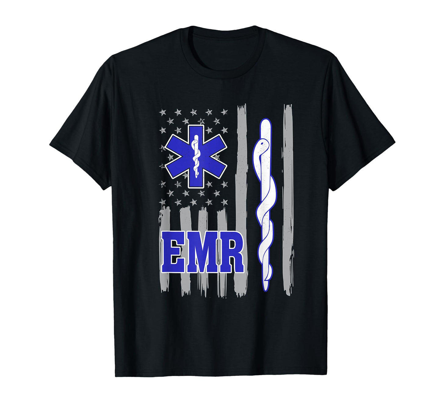 American Flag Blue Thin line EMR Emergency Medical Responder T-Shirt