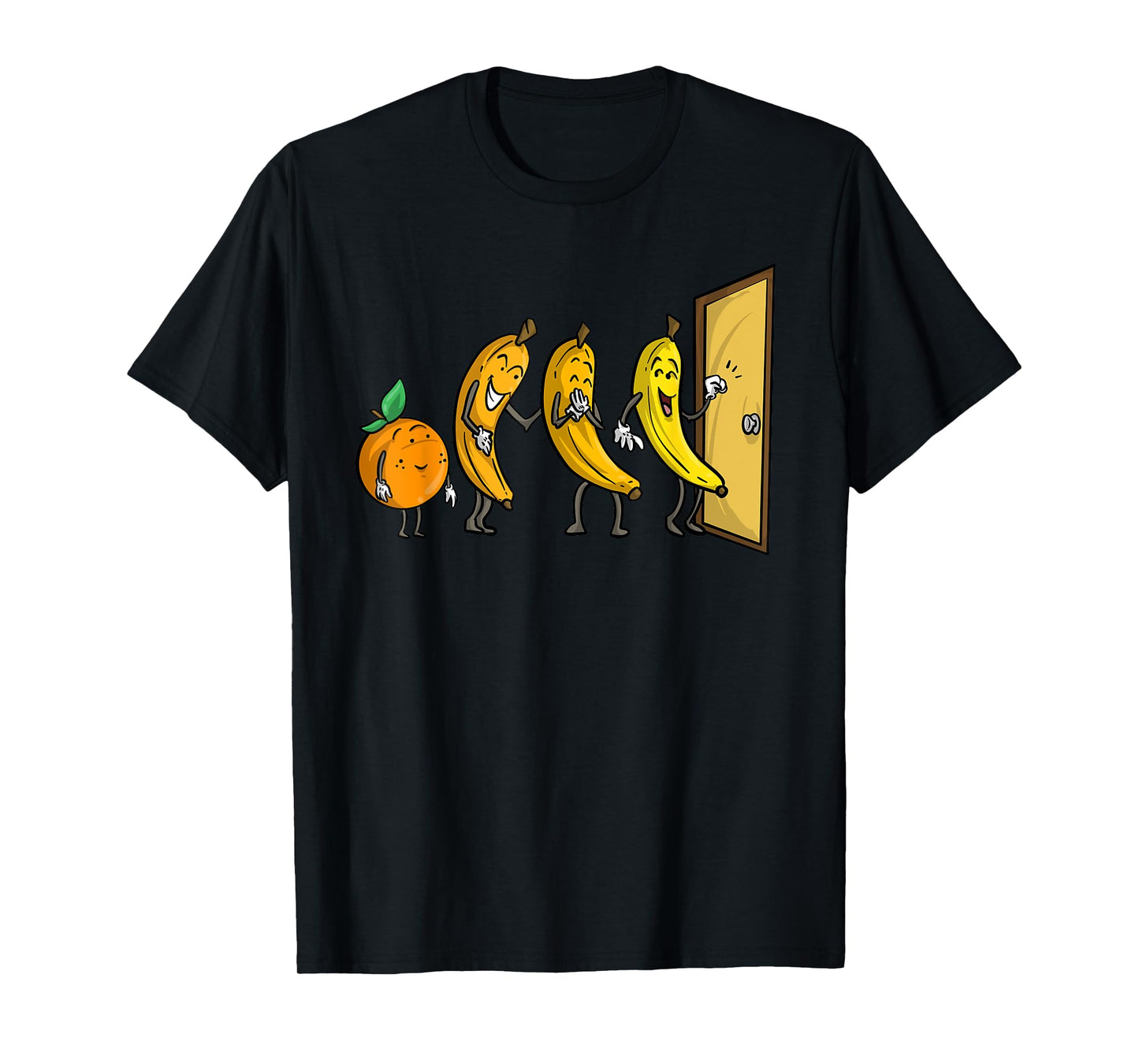 Funny Knock Knock 3 Bananas And Orange Cool Fruit Joke Gift T-Shirt