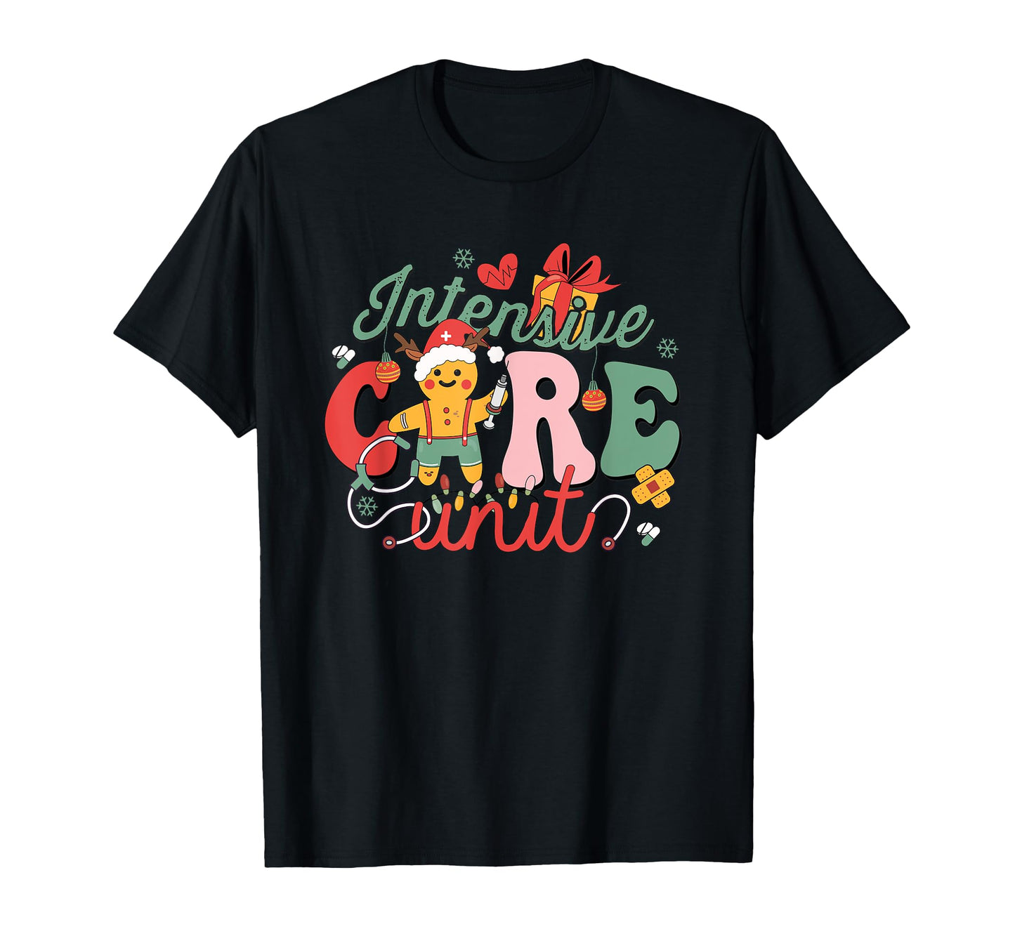 Christmas Nicu Picu Micu Nurse Party Group ICU Nurse Hospital Gingerbread Intensive Care Unit T-Shirt