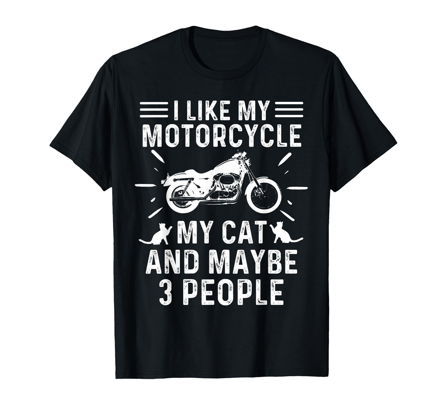 Retro Vintage I Like My Motorcycle My Cat and Maybe 3 People Men Women T-Shirt