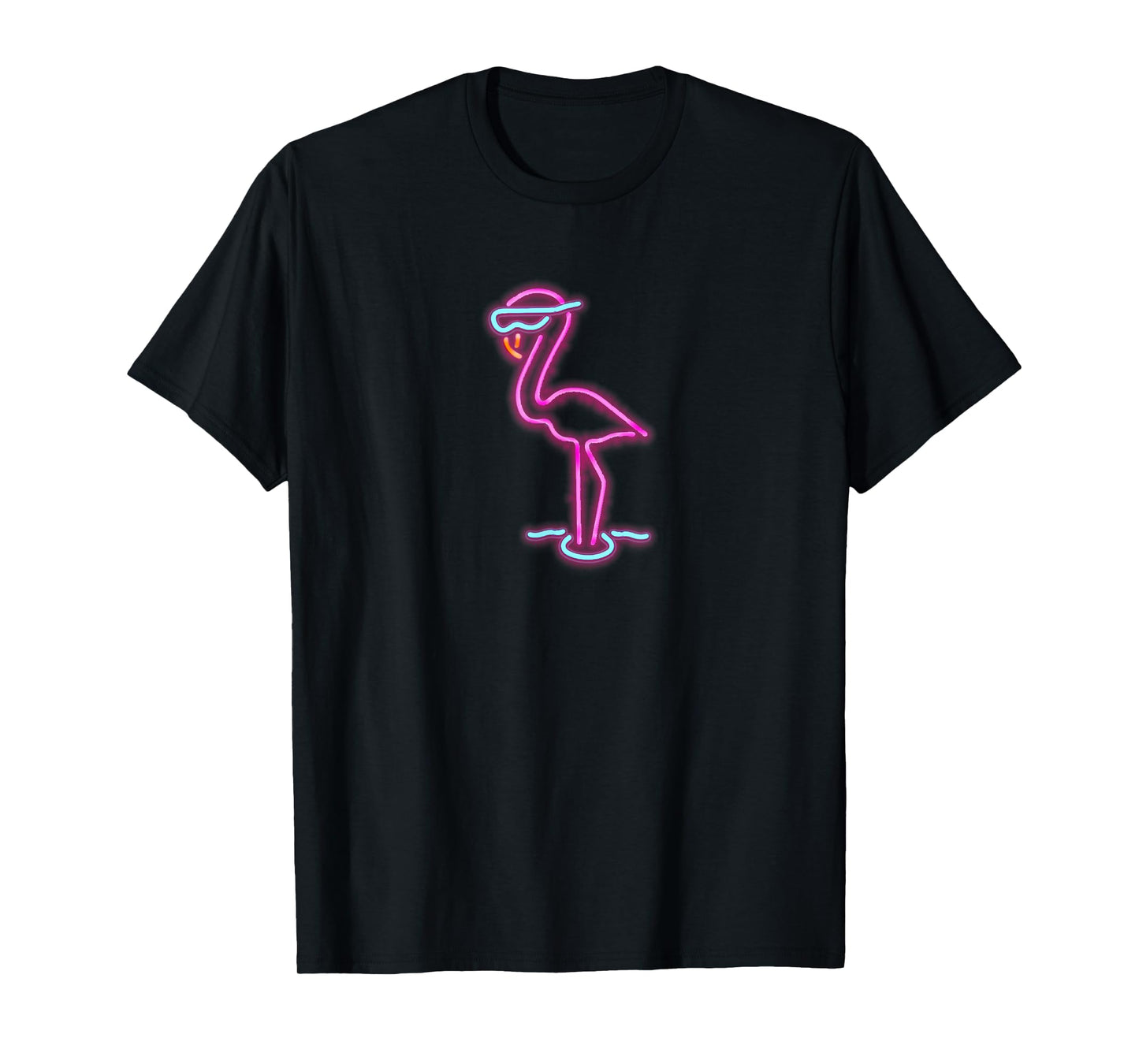 Retro Neon Flamingo T Shirt 80s 90s Vaporwave Tees by MCMA T-Shirt