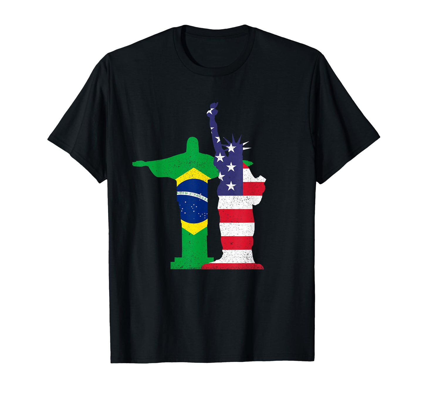 Half Brazilian Half American USA Brazil Culture Patriot Flag T-Shirt