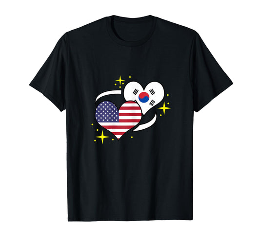 South Korean American Flag Heart South Korean Women T-Shirt