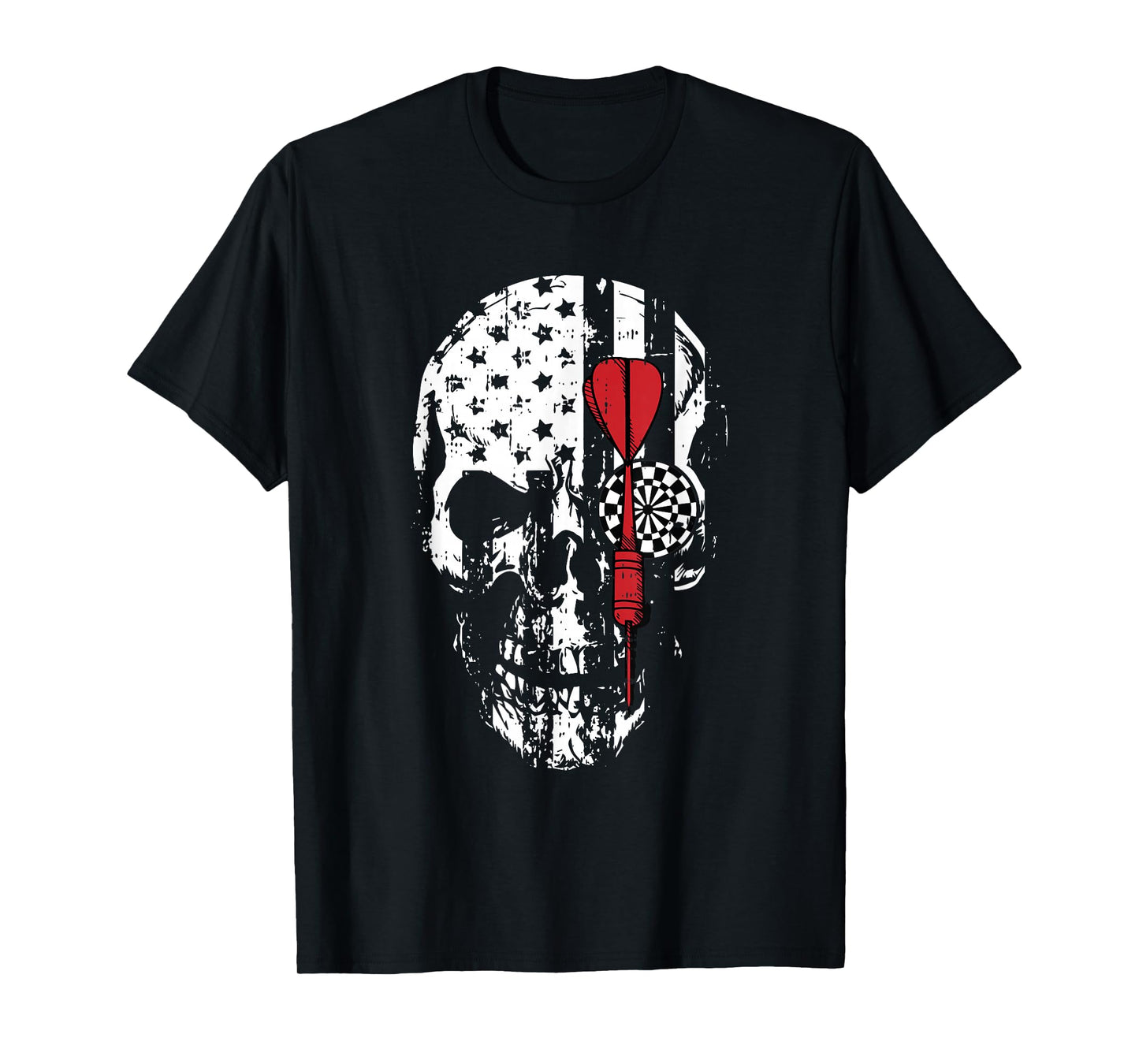 Skull American Flag Darts Board Throwing Sports Player Gift T-Shirt