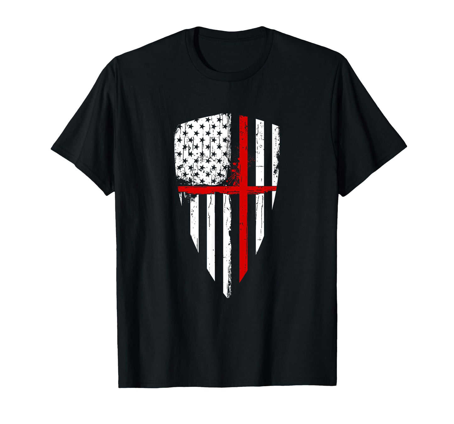 Red Line Crusader American Flag Shield Graphic Shirt Women Kids Men T-Shirt