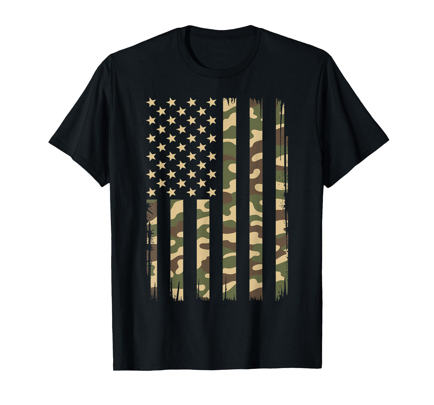 Vintage Camo American Flag USA Camouflage T-Shirt